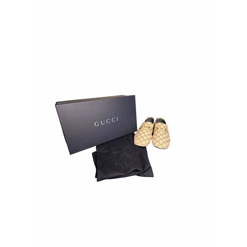 Gucci NIB Ragazzo Horsebit Loafers in Sand Monogram Canvas Size 37.5 - Picture 2 of 12